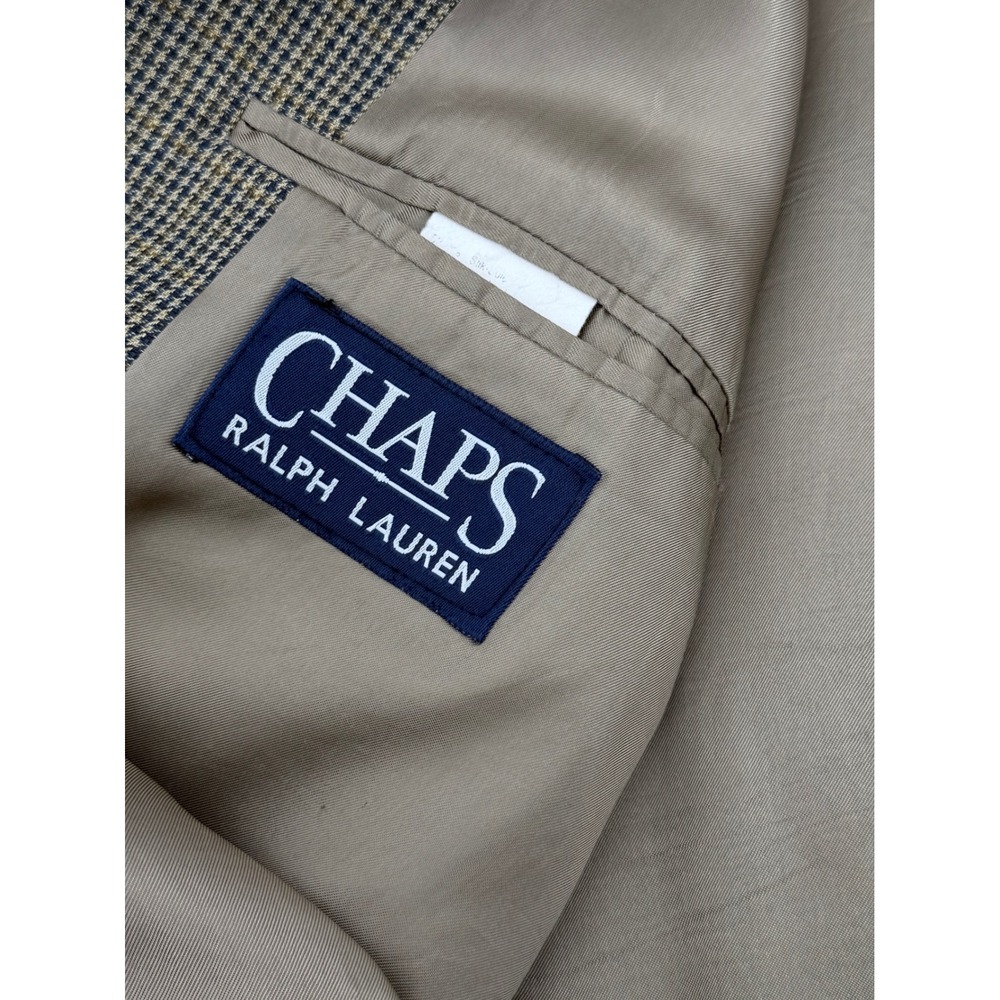 Chaps Ralph Lauren Mens 52R Blazer Brown Houndstooth Silk Blend Jacket - Picture 6 of 8